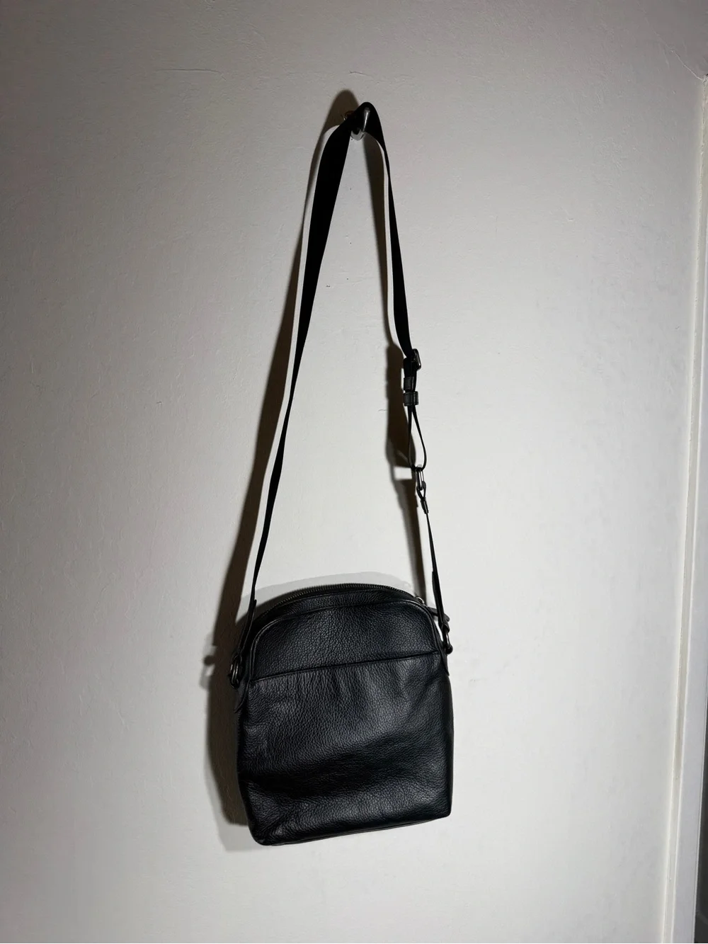 Coach Black Pebbled Leather Crossbody Camera Bag — Silver Hardware